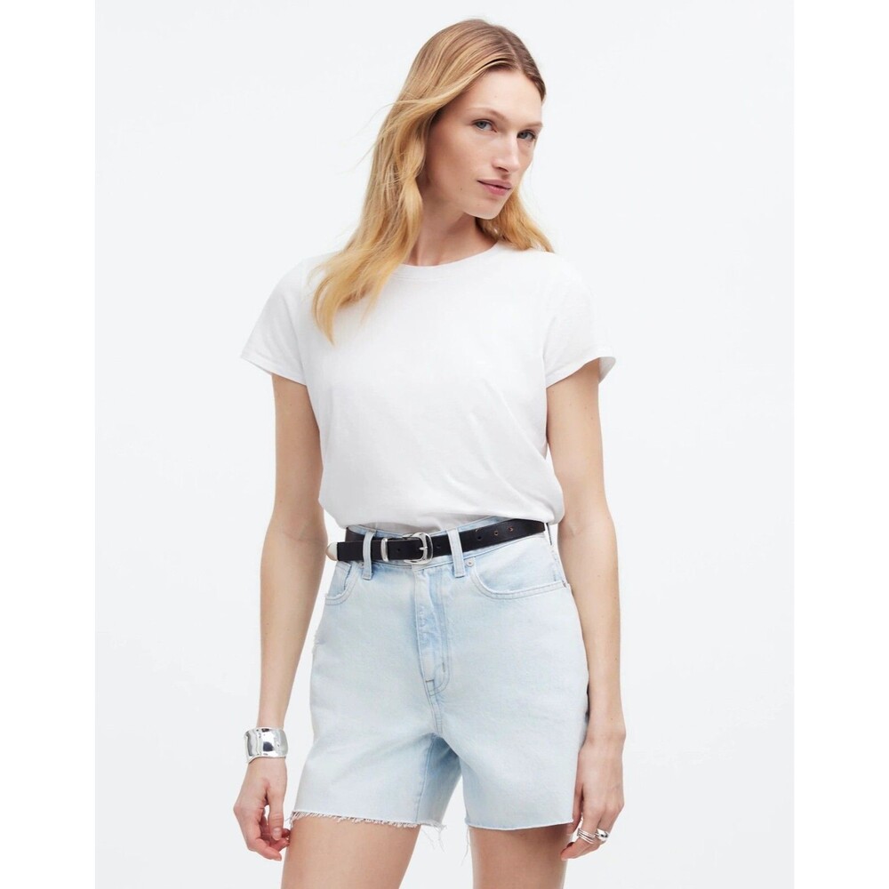 MADEWELL The '90s Mid-Length Jean Short 31 Pearlman Wash Light Blue NWT B36